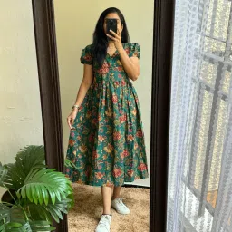 Printed Viscose Rayon Stitched Flared/A-line Gown-26