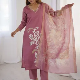 KALINI Women Ethnic Motifs Embroidered Thread Work Kurta with Trousers & Dupatta-picture-9