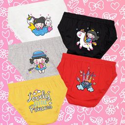 NUSYL Girls Pack Of 5 Pure Cotton Basic Briefs-image-57