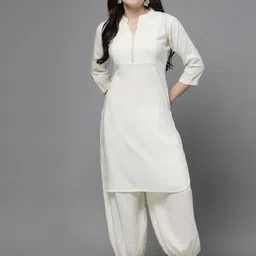Clora Creation Pleated Yoke Design Mandarin Collar Straight Kurta With Salwar-image-98