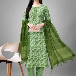 Aika Women Ethnic Motifs Printed Regular Kurta with Trousers & With Dupatta image 2