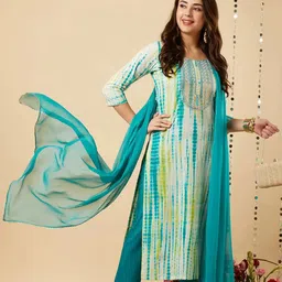 Royal Export Women Ethnic Motifs Printed Regular Kurta with Trousers & With Dupatta image 1