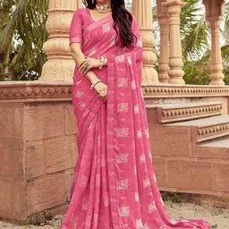 DIVASTRI Paisley Embroidered Pure Chiffon Saree-picture-42