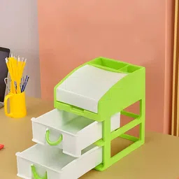 Kuber Industries Green & White Reusable 3-Layer Drawer Organiser image 2