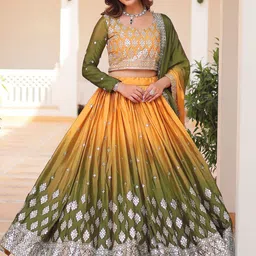 BAESD Embroidered Sequinned Semi-Stitched Lehenga & Unstitched Blouse With Dupatta-17
