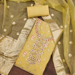 Blissta Ethnic Motifs Woven Design Gotta Patti Unstitched Dress Material-image-76