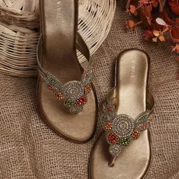 V-WALK Women Embellished Ethnic Open Toe Flats-46
