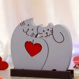 eCraftIndia Grey & Red Cute Cat Couple Showpiece-image-66