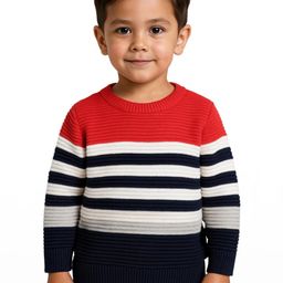 AVELLY Unisex Kids Striped Woollen Sweater Vest-image-25