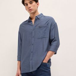 THE BEAR HOUSE Relaxed Herringbone Design Casual Shirt-image-94