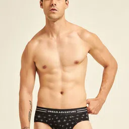 URBAN ADVENTURE Printed Ultra Soft Basic Briefs 1UAM-014-P(BLACK)-29