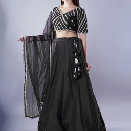 Utsav Fashion Geometric Embroidered Ready to Wear Lehenga & Blouse With Dupatta image 3