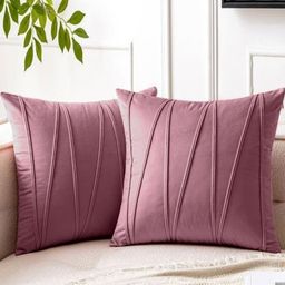 Blue Grass Purple Set Of 2 Striped Velvet Square Cushion Covers-image-71