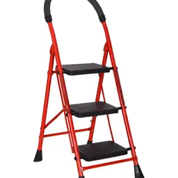 Parasnath Premium Black & Red Power-Coated Strong & Anti-Skid Foldable 3-Step Ladder-7
