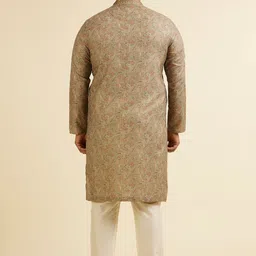 Manyavar Plus Size Printed Thread Work Kurta with Pyjamas image 4