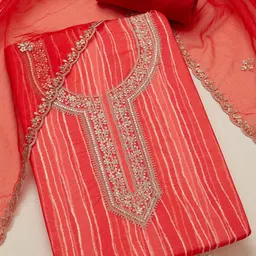 Soch Striped Printed Organza Unstitched Dress Material-picture-13