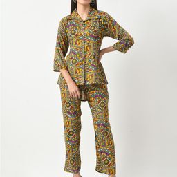 Dreambe Printed Shirt Collar Shirt With Trousers-image-30