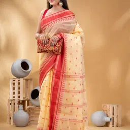 DESH BIDESH Woven Design Pure Cotton Taant Saree-image-18