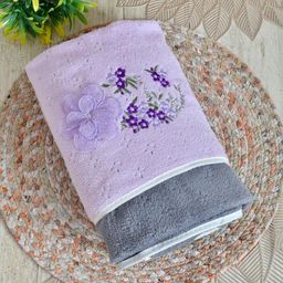 Myntra Elegant Homes Purple & Grey Cotton 300 GSM Bath Towel-image-66
