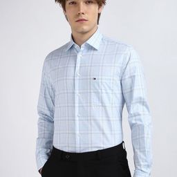 Tommy Hilfiger Men Classic Spread Collar Tartan Checked Cotton Formal Shirt-image-73