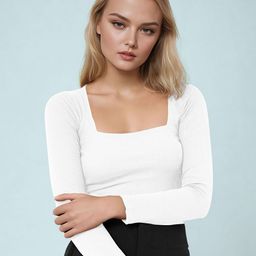 Dream Beauty Fashion Top-82-Shakira Women Ribbed Square Neck Fitted Top-image-47
