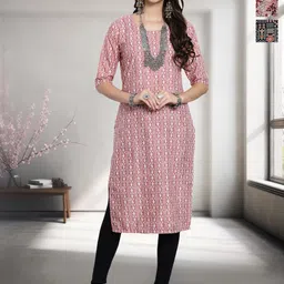 HERE&NOW Selection Of 3 Ethnic Motifs Printed Straight Kurtas-image-98