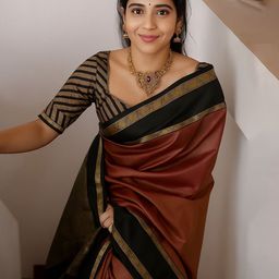 VILLE FASHION Embellished Zari Kanjeevaram Saree-image-88