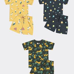 Orange Sugar Unisex Kids Printed T-shirt with Pyjamas-image-73