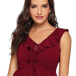 SS Sanket Synthetics Women Flutter Sleeve Peplum Crop Top-picture-58