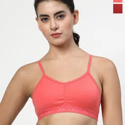 LILY Pack of 2 Full Coverage Seamless Non Padded Sports Bra-20