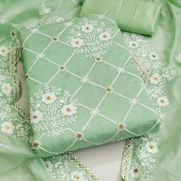Rangtulika Embroidered Thread Work Unstitched Dress Material-image-41