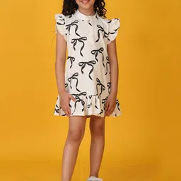 Anthrilo Girls Black Bow Frill Summer Dress-image-49