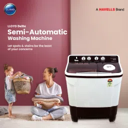 lloyd by havells 8 kg 1300 RPM, Soak Function, 3 Wash Programs, Swift Dry, Magic Filter Semi Automatic Top Load Maroon, White image 2