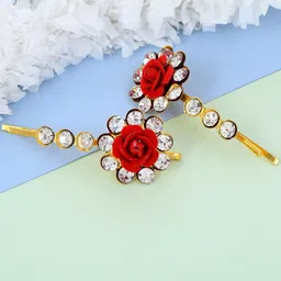 MEMOIR Set of 2 Gold-Plated Embellished Bobby Pins-0