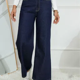 NU CLOTHS Women Comfort Wide Leg High-Rise Stretchable Jeans-picture-34