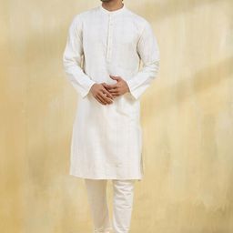 Fabindia Woven Design Mandarin Collar Straight Kurta-image-10