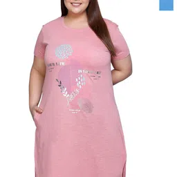 IN Love Pack of 2 Women Plus Size Front Printed Cotton Nighty Chemise-image-63