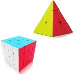 Combo Of High speed Anti pop High Stability Pyramid Pyraminx Triangle And 4x4x4 stickerless cube-0