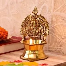 Pure Brass Kamakshi Deep | Kamatchi vilakku | Kamakshi Devi Oil Lamp Stand Brass Table Diya-image-38
