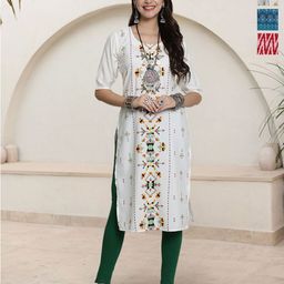 HERE&NOW Selection Of 3 Geometric Printed Round Neck Straight Kurtas-66