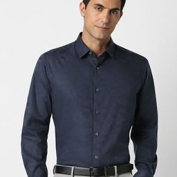 Peter England Elite Textured Pure Cotton Formal Shirt-picture-17