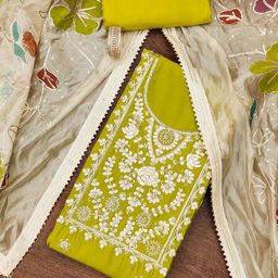 HERE&NOW Floral Embroidered Sequinned Unstitched Dress Material-image-22