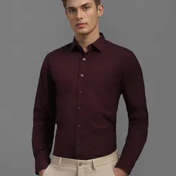 Louis Philippe Men Slim Fit Spread Collar Solid Cotton Formal Shirt-picture-4