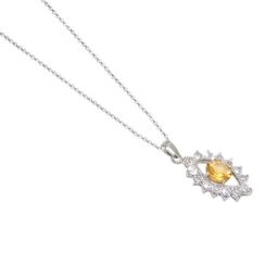 SANAA CREATIONS Silver-Plated Oval Artificial Stones Studded Pendant with Chain-9
