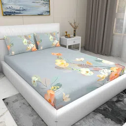 GAPU & BALY Multicoloured Floral 180 TC King Bedsheet with 2 Pillow Covers-image-76