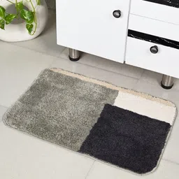 Saral Home Grey & Black 1960 GSM Textured Anti- Skid Bath Rug-40