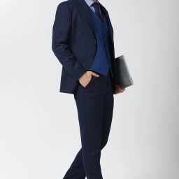 Men Single Breasted Textured Suit-image-50