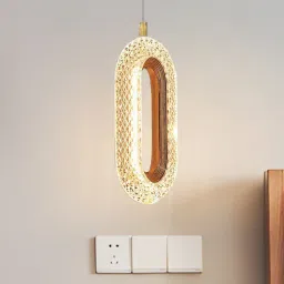 sinoman Crystal Acrylic Shade Hanging Pendant Light with Gold Finish-picture-3