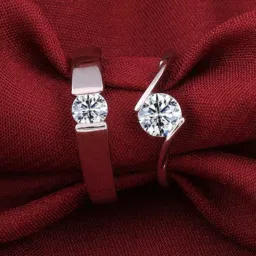 Adjustable Couple Ring for lovers in Silver valentine gift proposal Finger Rings Alloy Cubic Zirconia Sterling Silver Plated Ring Set-76