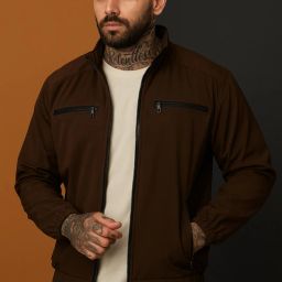 Men Solid Bomber Jacket-image-32